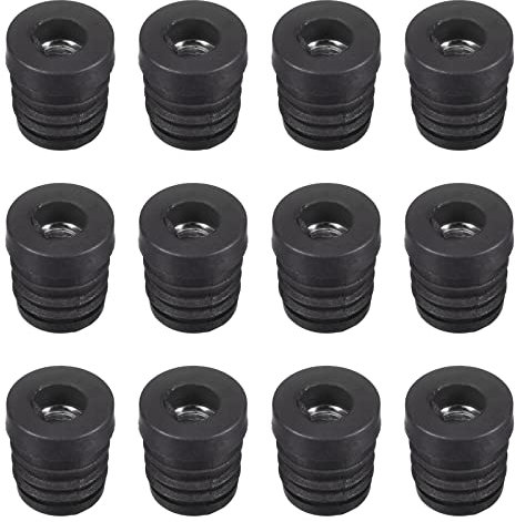 Sourcing Map 12Pcs M8 Threaded Plastic Black Tube Plugs for 19mm/0.75 Round Tube, Furniture Leg Cap