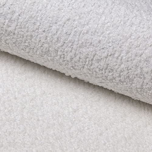 Heko Panels Milano-tyg, metervara, Bouclé gosigt mjukt premium stopptyg av PES teddytyg, sömnadsmaterial, möbeltyger, hantverk, UV-resistent, Milano, polarvit, 5 meter, 142 x 500 cm