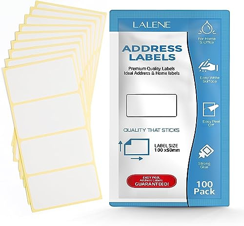 Large Self Adhesive Address Labels - 100x50mm, 100 Plain White, Blank Postal & Freezer Stickers
