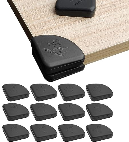 DAWRIS Protections Coin de Table pour Bébé Protege Coin de Table Bebe pour Meuble Sécurité Enfant pour Bureau Berceau Cheminée Table Coins & Bords Molles Noirs Silice Protection Angle Bebe 12 Pièces