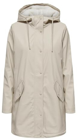 ONLY Onlsally Raincoat OTW Noos Rain Jacket da donna, Farina d'avena/dettaglio: bianco orsacchiotto, L
