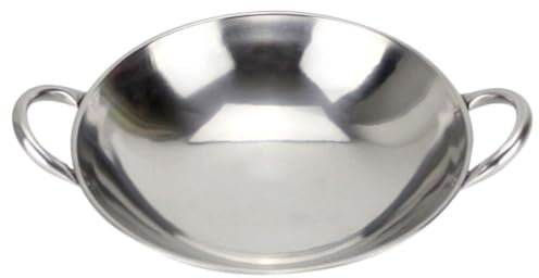 HOLIDYOYO Wok Mit Flachem Boden Und Doppeltem Griff Hot Pot Für Induktionsherde Gleichmäßige Wärmeverteilung Langlebige Küchenausstattung Für Schmackhafte Gerichte