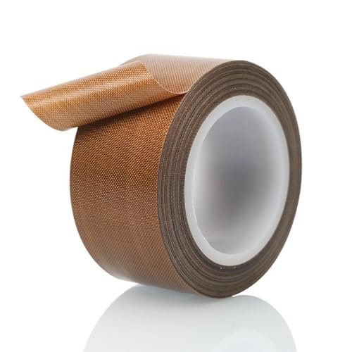 FANURY 1 Roll Teflon Tape PTFE Tape 50mm x 10m, High Temperature Tape, PTFE Coated Fiberglass Adhesive Tape for Vacuum Sealer Machine, Hand or Impulse Sealer