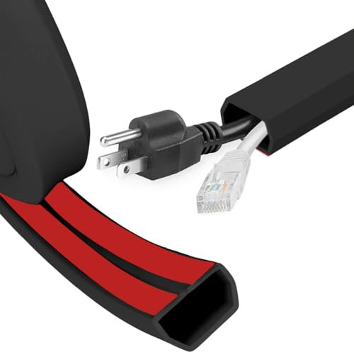 Canaleta flexible para cables autoadhesiva, protección para suelos, 3 m, PVC, flexible, para suelo plano, para 2-4 cables, para casa, oficina, escuela, almacén (negro)