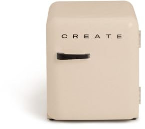 CREATE / RETRO FRIDGE 50 BLACK/Réfrigérateur sable poignée noir/ 85W, minibar, une étagère, design rétro, 50 cm, deux étagères, capacité de 48L, basse consommation, 50x44x49,8 cm