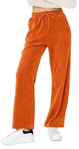 Nina Carter J253 - Pantalones de chándal para mujer, de terciopelo, corte relajado, aspecto de pana con cintura elástica y pierna ancha, L
