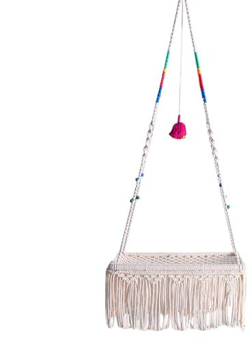 Sionhiuo Cama balancín para gatos Boho, macramé para gatos, hamaca bohemia montada en la pared para gatos, columpio para gatos que ahorra espacio, hamaca de macramé para gatos pequeños y mascotas