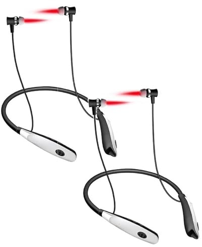 Irradiador de oídos para colgar en el cuello, dispositivo portátil terapia luz roja para el canal nasal y auditivo, recargable 650 nm, el irradiador oídos con luz roja reduce el tinnitus(2 pieces)