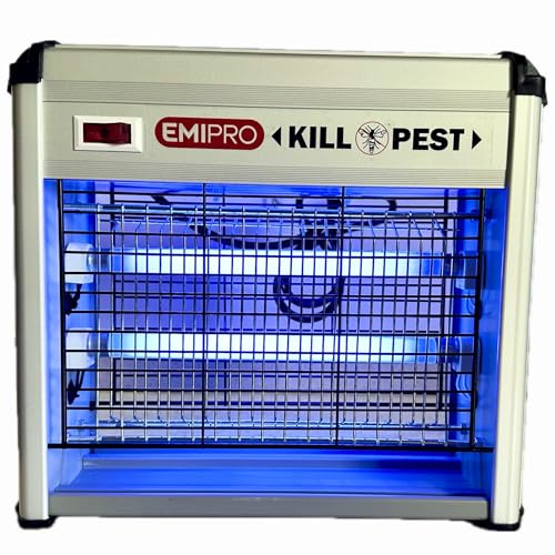 Lámpara Antimosquitos Eléctrico EMIPRO 12W | Trampa UV Mata Moscas Mosquitos Avispas y Bichos | Mata Insectos Horizontal Interior y Exterior | Ideal para Hogar, Jardín, Hostelería | Cobertura 50m²