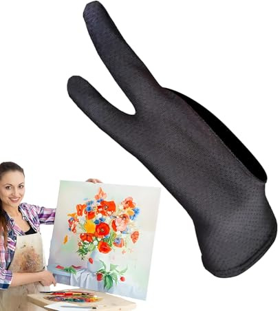 Niesel Guanto da disegno digitale, due dita per disegno digitale, paio di guanti traspiranti a sinistra destra per disegnatori, principianti, pallamano di carta, schizzi e tablet