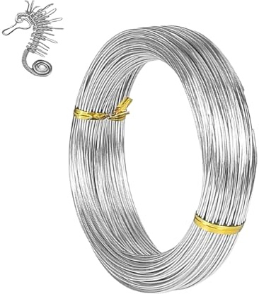 18 Gauge Aluminum Craft Wire 1mm 165 Feet,Sliver Bendable Sculpting Metal Wire,Metal Crafting Wire for Sculpting,Wreath Craft,Floral Making,Jewelry Making,Weaving and Wrapping Sliver Wires