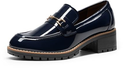 DREAM PAIRS Women's Loafers, Platform Comfortable Slip-On Dressy Business Casual Moccasin Shoes,Size 7,Navy,SDLS2410W