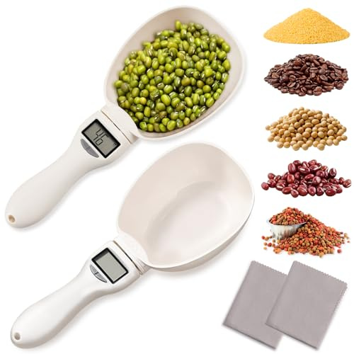 Pushy 2pcs Digital Measuring Spoon, Digital Food Measuring Scoop Scale,Electronic Kitchen Measuring Spoon Scale for Cooking Baking，Kitchen Gadgets,Pet Dog Cat Food