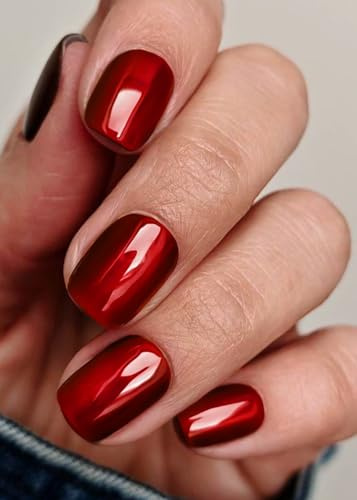 Chrome rouge Autocollant Ongle Gel UV, 20pcs Film pour Ongles Autoadhésif Pour Nail Art
