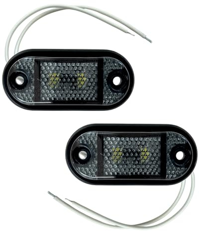 MelTruck 2x LED Umrissleuchte Begrenzungsleuchte 12V 24V 36V mit E9 Zulassung, Seitenmarkierungsleuchte Positionsleuchte für LKW PKW Anhänger Traktor Wohnwagen (Weiß DARK)
