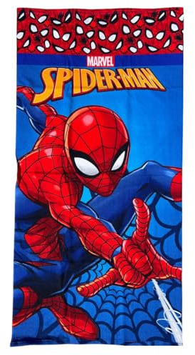 CARTOON Telo Mare Spider-Man Bambini 70x140 cm Microfibra 100% Poliestere 245 gsm Assorbente e Asciugatura Rapida Leggero e Compatto Ideale per Spiaggia e Piscina Design Marvel Uomo Ragno