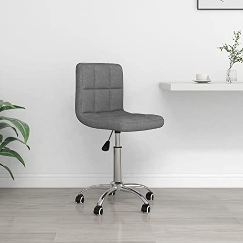 Augerqir Chaise de bureau pivotante en tissu gris clair avec roulettes et vérin à gaz 40 x 47 x 74,5-86 cm ergonomique réglable en hauteur pour bureau à domicile avec dossier et accoudoirs rembourrés