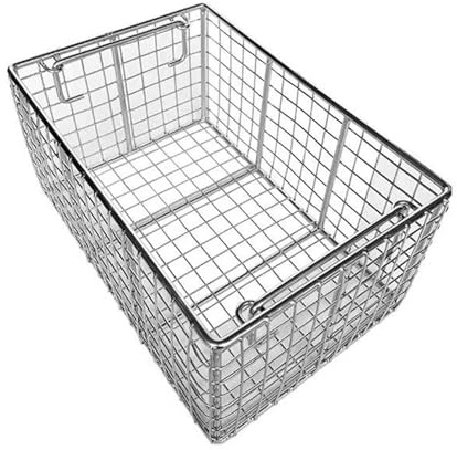 Medicinsk instrumentbricka – 2 cm nät perforerad korg i rostfritt stål för sjukhus och laboratorieförsörjning – 40 x 30 x 15 cm
