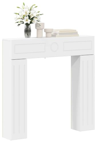 vidaXL Eldstadsram Vit 102 x 18 x 100,5 cm Konstruerat trä
