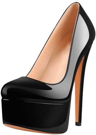 MissHeel Escarpins à talons hauts classiques à enfiler, Noir , 38 EU