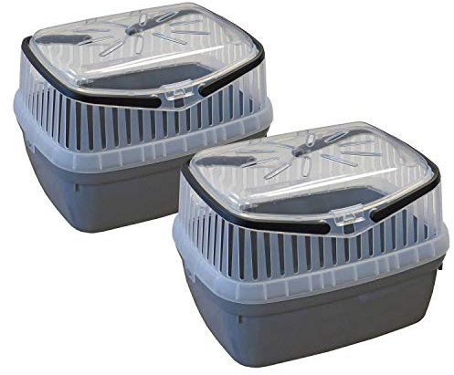 2er Sparpack Transportbox für Kleintiere wie Hamster, Meerschweinchen, Kaninchen usw. 2 x Grau