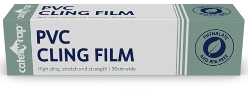 Cling Film All Purpose Food Wrap Cutter Box PVC Catering Quality Kitchen Food Seal Wrap Film - 300mm x 300m