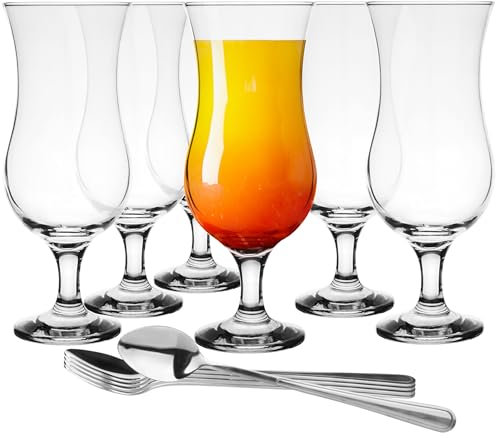 Glasmark KROSNO 1992 Cocktailgläser Gläser Mit Löffeln 6 Stück 420 ml Biergläser Biertulpen Eiskaffee Gläser Trinkgläser Wassergläser Spülmaschinenfest