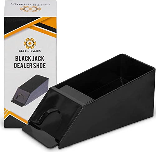 Elite Games Card Dealer — Premium-Blackjack-Schuh Für 4 Decks — robuster Blackjack-Kartenspender aus Acryl mit Kartenschieber — praktisch und einfach zu bedienen — leichtes Design — Schwarz