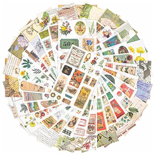 Mayplous Vintage Scrapbook Kit - 50 Page Set with Decorative Papers, Washi Stickers & Decoupage Decals for Journaling, Card Making | Retro Collage Art Supplies for Scrapbooking & Handicrafts (Lime)
