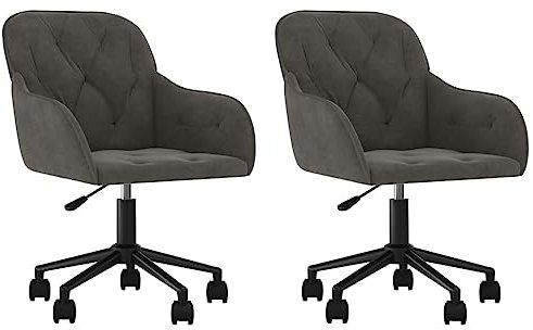 vidaXL 2X Esszimmerstuhl Drehbar Höhenverstellbar Drehstuhl Wohnzimmerstuhl Küchenstuhl Stuhl Stühle Polsterstuhl Essstuhl Sessel Dunkelgrau Samt