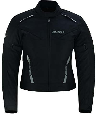 BI ESSE Giacca Donna Lady Tesssuto Moto Con Protezioni Removibile Impermiabile Sfodrabile (XS, Nero)
