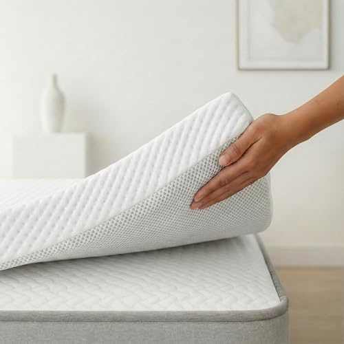 Topper Viscoelástico 135x190 cm – Grosor 4 cm | Fabricado en España | Alivia la Presión | Reduce la Tensión Corporal | 100 % Viscoelástica | Funda Transpirable Desenfundable y Lavable | CertiPUR