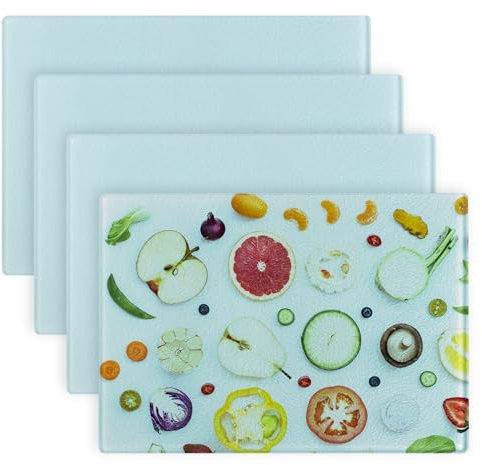 GLOBLELAND 4 pièces Planches à Découper en Verre par Sublimation Rectangle Ébauches de Coupe en Verre Trempé pour Impression par Presse à Chaud Légumes de Cuisine