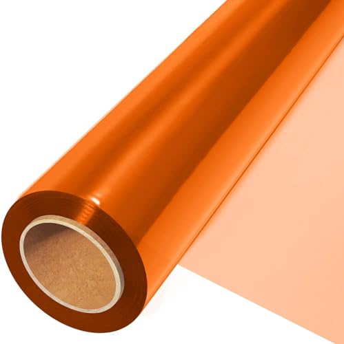 Rotolo di Cellophane Arancione (30 m x 44,5 cm) - Spessore 2,5 mm, Carta Trasparente per Regali e Decorazione Cesti di Fiori