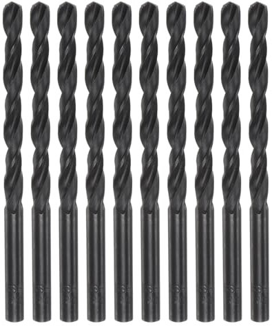 sourcing map 10pcs Jobber Drill Bits 5.5mm (7/32) Nitride Coated High Speed Steel (HSS) 4241 Twist Drill Bits for Stainless Steel Copper Aluminum Alloy Metal Wood Plastic, Black