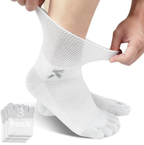 KWUKOTY Diabetic Toe Socks Cushioned Sole, Combed Cotton, Daily Wear & Sports, 4-Pack White Quarter Men's 9-12 Women's 10-13