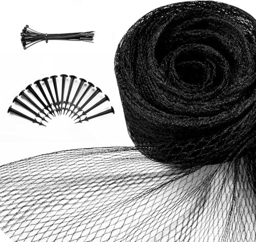 Filet de protection contre les oiseaux - Maille fine - 15 x 15 m - Noir - Résistant aux intempéries et aux UV - Noir