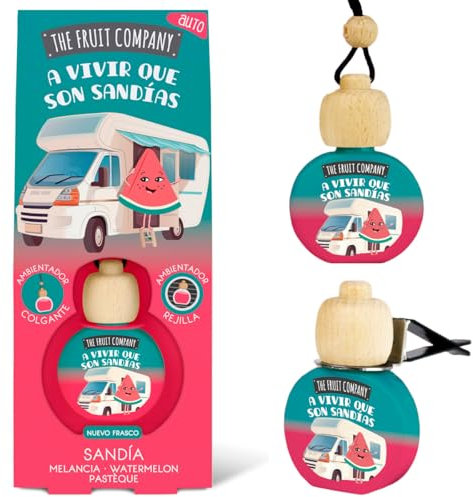The Fruit Company Ambientador Coche SANDIA Absorbe Olores Para Rejilla o Colgante 0% Alcohol Con Extractos Naturales