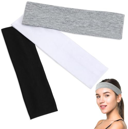 Oamwrae Elastique Bandeau Cheveux Femme, 3 Pièces Bandeaux Sport Homme Headband Antidérapant Serre Tête Bandana Course Accessoire Cheveux pour Yoga Cyclisme Randonnée Tennis