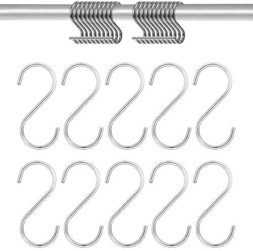 MUNZE Confezione Da 10 Ganci A S In Acciaio Inox, Ganci In Metallo Resistenti Per Utensili Da Cucina, Ufficio, Bagno, Armadio, Officina, Garage, Ufficio, Casa, Multifunzione Ganci Appesi.