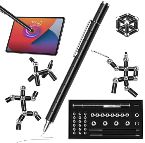 Omtofo Fidgetpenna, multifunktionell magnetisk kulspetspenna, roliga presenter för män, magnetisk fidgetpenna, tryckkulspetspenna för stressavlastning, födelsedagspresent för män och tonåringar