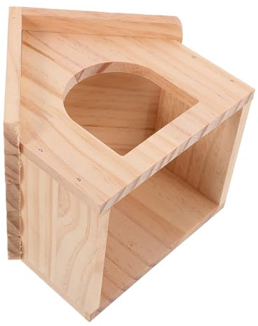 jojofuny Maison en Bois pour Petits Animaux Cachette, Plateforme d'alimentation, Bois Naturel, Taille Compacte, Habitat pour Hamster et Cobaye, Accessoires pour Cage, Refuge Confortable