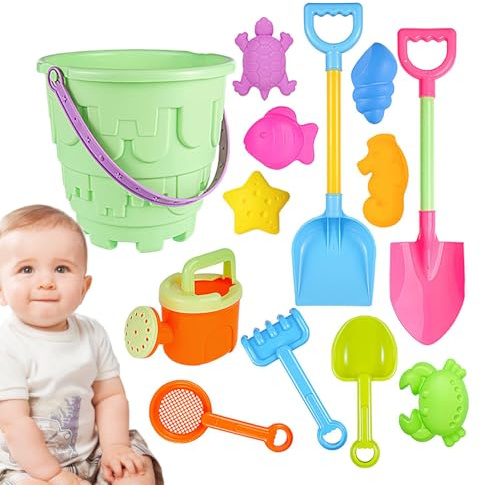 Giochi Di Sabbia Per Spiaggia - Con Stampini Di Animali Inclusi - Set di Giocattoli con Secchiello e Pala da Sabbia | Destinato a Bambini Over 3 Anni, Ideale per Compleanni e Inizio Scuola