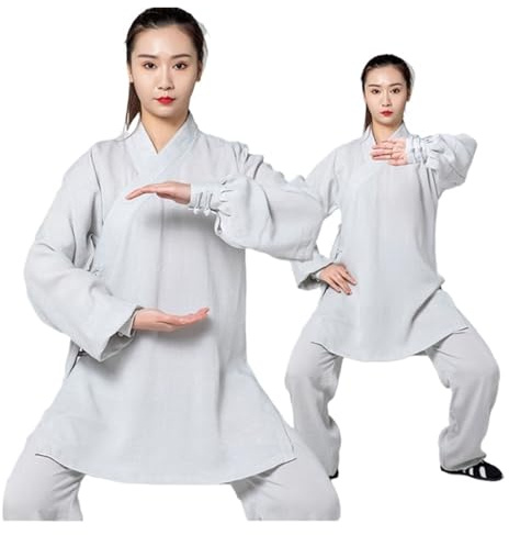 Tai Chi-dräkt, Dam Tai Chi Suit Traditionell bomull Linne Flerfärgad Kung Fu Uniform Set i flera storlekar(Gray,3XL)