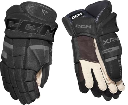 CCM Tacks XR80 Senior Ice Hockey Gloves, Black/Graphite Grey, 13/33 cm
