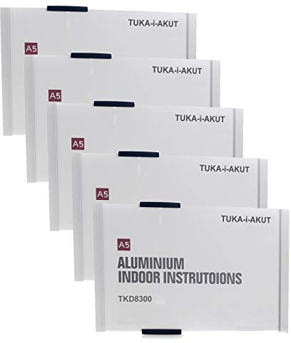 TUKA-i-AKUT 5pcs A5 Plaque de Porte et de Signalisation, Aluminium et Couverture en Acrylique, Info Sign Bureau Panneau. Montage sur Mur ou Porte, Insertions A5 Paysage 210x149 mm TKD8300-A5-5x
