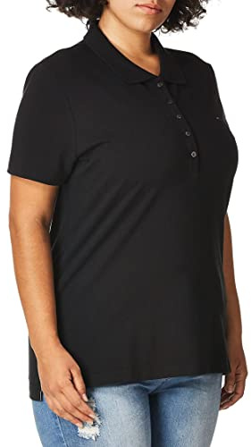 Tommy Hilfiger Polo clásico de Manga Corta para Mujer S/S Core, Negro, L