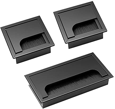 Niaciswe Quadratisch Kabeldurchführung 3 Stück Kabeldurchführung Metall Kabeldurchführung Schreibtisch Kabelauslass Schreibtisch Kabeldurchführungen für Büro （Schwarz 160 x 80 mm 80 x 80 mm）