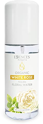 Essences Bulgaria Ekologisk Vit Ros Blomvatten 140ml | Rosa alba | 100% Ren och Naturlig | Anti-Age Uppfriskande Skönhetsdimma | Alkoholfri | Sminkborttagare | Återfuktande | Vegansk