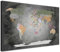 LANA KK Stilvolle Pinnwand Weltkarte - Edelgrau - Deutsch in 120 x 80 cm, stabile Rückwand zum Pinnen inkl. Starterkit - Leinwand-Kunstdruck Wandbild Landkarte XXL